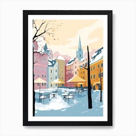 Turku, Finland, Flat Pastels Tones Illustration 4 Art Print