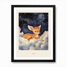 Baby Deer 6 Sleeping In The Clouds Nursery Poster Art Print