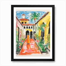 The Cloister At The Sea Island Resort   Sea Island, Georgia   Resort Storybook Illustration 1 Art Print