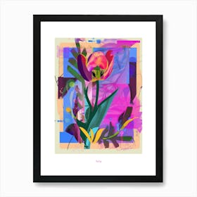 Tulip 1 Neon Flower Collage Poster Art Print