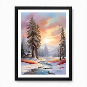 Winter Landscape Painting.2 Art Print