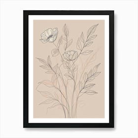 Floral Line Art Print (3) Art Print