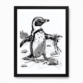 African Penguin Playing 4 Art Print