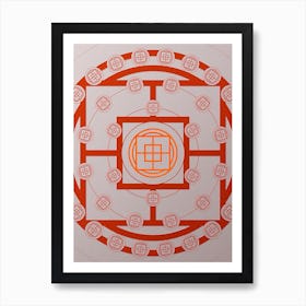 Geometric Abstract Glyph Circle Array in Tomato Red n.0079 Art Print