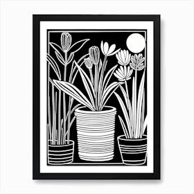 Lion cut inspired Black and white Garden plants & flowers art, Gardening art, 229 Art Print