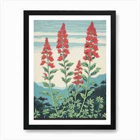 Hagi Bush Clover 1 Vintage Botanical Woodblock Art Print