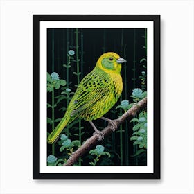 Ohara Koson Inspired Bird Painting Yellowhammer 1 Art Print