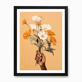 Flowers In A Hand Art Print
