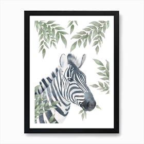 Watercolour Zebra Neutral Nursery Print Art Print