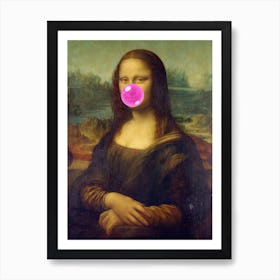 Funny Mona Lisa Bubble Gum Internet Meme Portrait Art Print