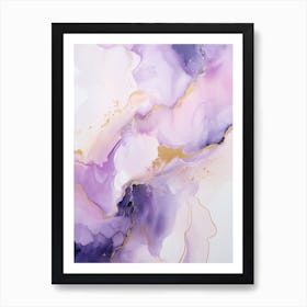 Lilac, Black, Gold Flow Asbtract Painting 4 Art Print