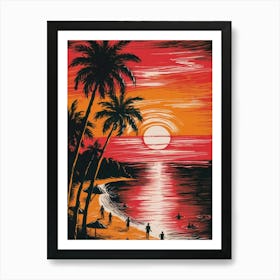 Sunset At The Beach Art Print