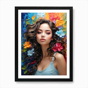 Beautiful Girl With Flowers 2 Art Print