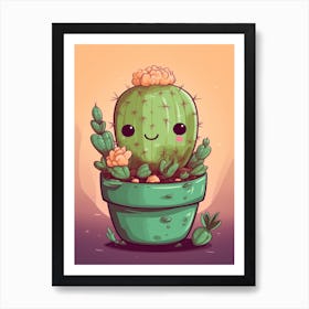 Cactus Kawaii Illustration 3 Art Print