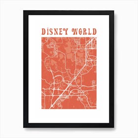 Disney World Florida Map Poster 1 Art Print