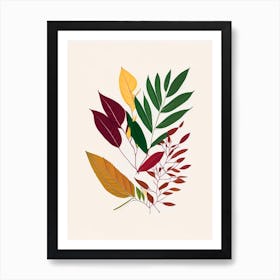 Curry Leaves Spices And Herbs Minimal Line Drawing 1 Art Print