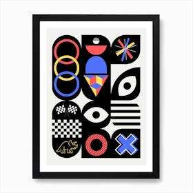 Maximalist Geometrical Four Colors Design Art Print