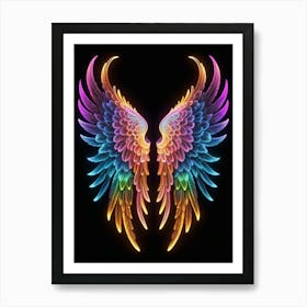 Neon Angel Wings 7 Art Print