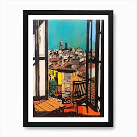 A Window View Of Barcelona In The Style Of Pop Art 4 Art Print