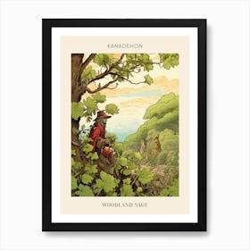 Kanadehon Woodland Sage Japanese Botanical Illustration Poster Art Print