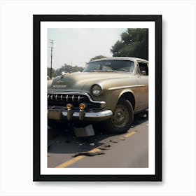 Old Car On The Road Art Print