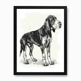 Black And Tan Line Sketch 1 Art Print