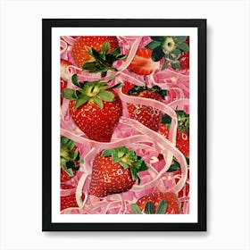 Strawberry Laces Candy Sweets Retro Collage 2 Art Print