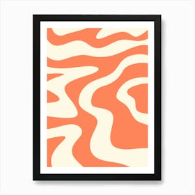 Liquid Retro Groovy Coral Art Print