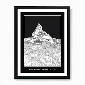 Geal Charn Alder Mountain Line Drawing 1 Poster Art Print