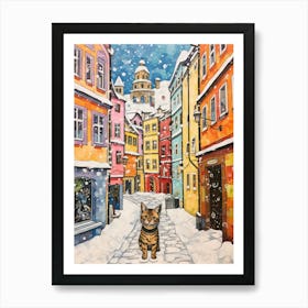 Cat In The Streets Of Innsbruck   Austria With Snow 3 Art Print