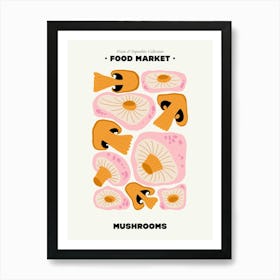 The Food Market Mushrooms Illustration Maximalist Art Print