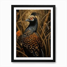 Dark And Moody Botanical Pheasant 5 Art Print