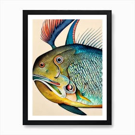 Sailfish Vintage Graphic Watercolour Art Print