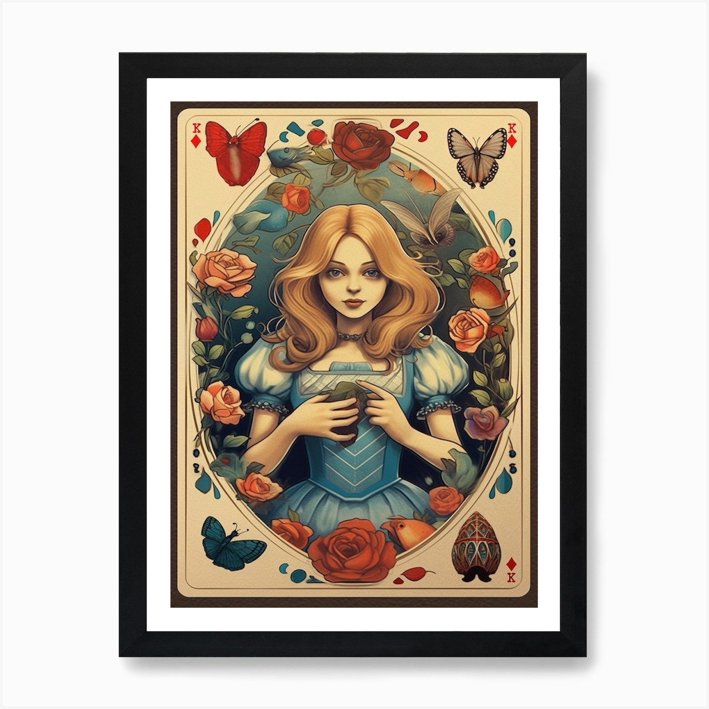 Alice In Wonderland Vintage Playing Card 3 Art Print by Print Cult