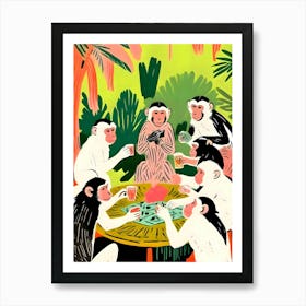 Monkey Poker & Royal Flush Art Print