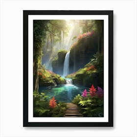 Waterfall In The Forest 1 Art Print