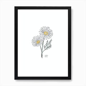 April Daisy Birth Flower 1 Art Print