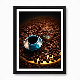 Coffee Cup And Coffee Beans Art Print