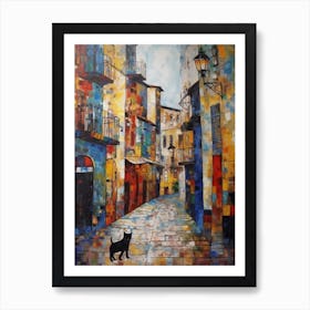 Painting Of San Francisco With A Cat In The Style Of Gustav Klimt 1 Art Print