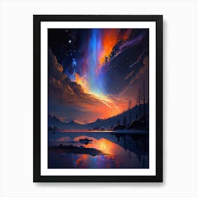 Nebula Sky in Red, Orange and Blue Art Print