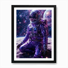 Purple Astronaut In Space Art Print