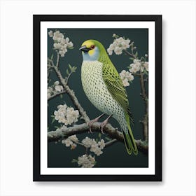 Ohara Koson Inspired Bird Painting Finch 3 Art Print