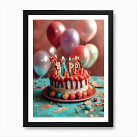 Happy Birthday Cake Art Print