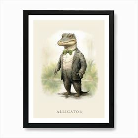 Beatrix Potter Inspired  Animal Watercolour Alligator 1 Art Print