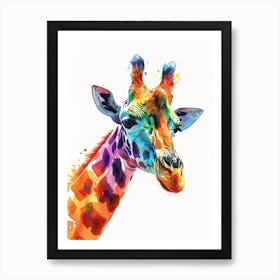 Giraffe Watercolour Face Portrait 4 Art Print