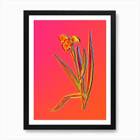 Neon Tiger Flower Botanical in Hot Pink and Electric Blue n.0599 Art Print