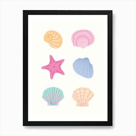 6 Seashells Art Print