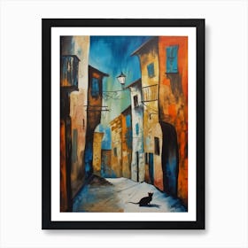 Painting Of Istanbul With A Cat In The Style Of Surrealism, Dali Style 4 Art Print