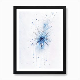 Water, Snowflakes, Minimalist Watercolour 1 Art Print