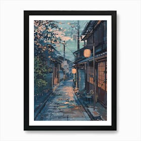 Osaka Japan 5 Retro Illustration Art Print